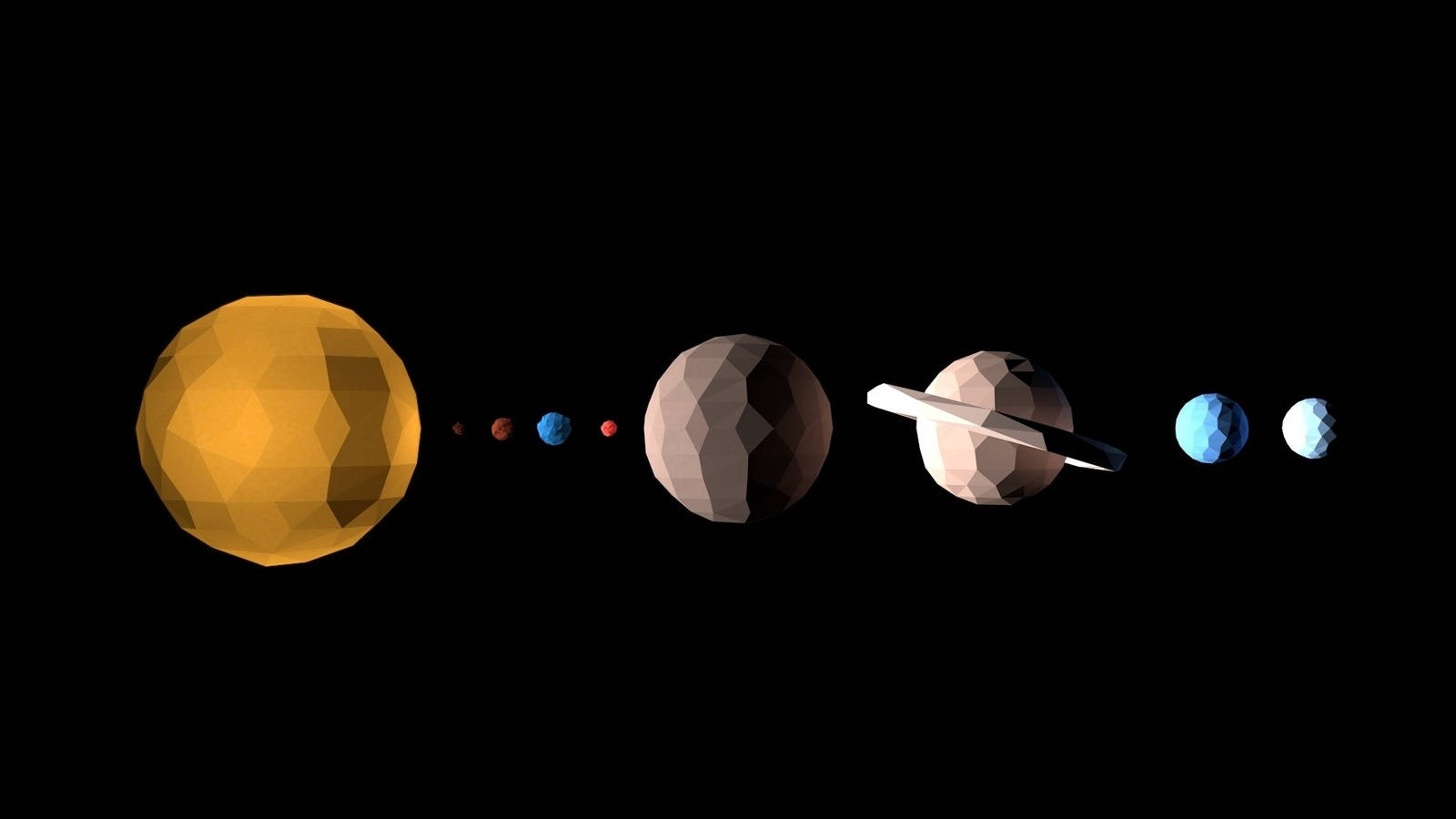 太空中帶有幾何形狀的低多邊形行星和太陽。