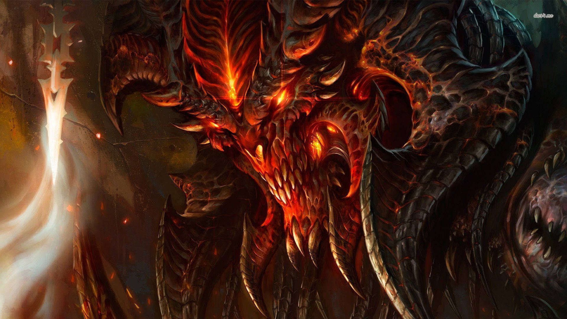 在黑暗奇幻場景中，一隻帶有發光眼睛的火熱惡魔龍。