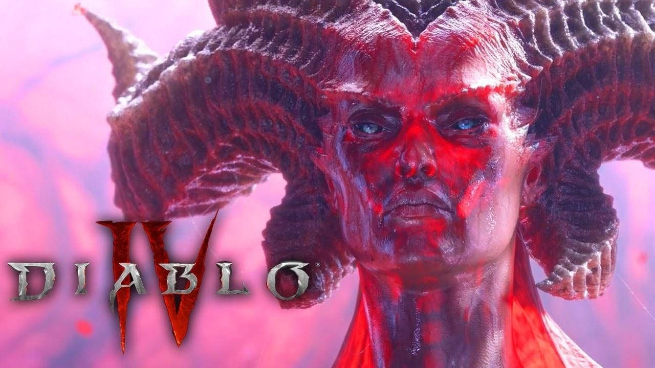 來自遊戲《暗黑破壞神 IV》的惡魔角色，擁有巨大的角和發光的眼睛。