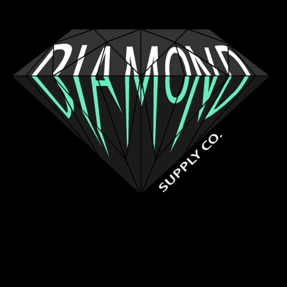 黑色鑽石標誌，帶有白色和青綠色的文字，顯示 diamond supply co