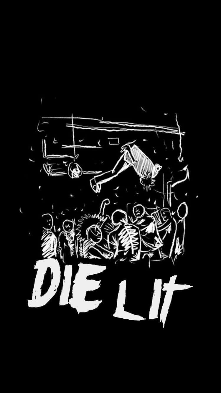一幅草圖風格嘅畫，畫住人群睇住一個人跌落，帶有文字 DIE LIT。