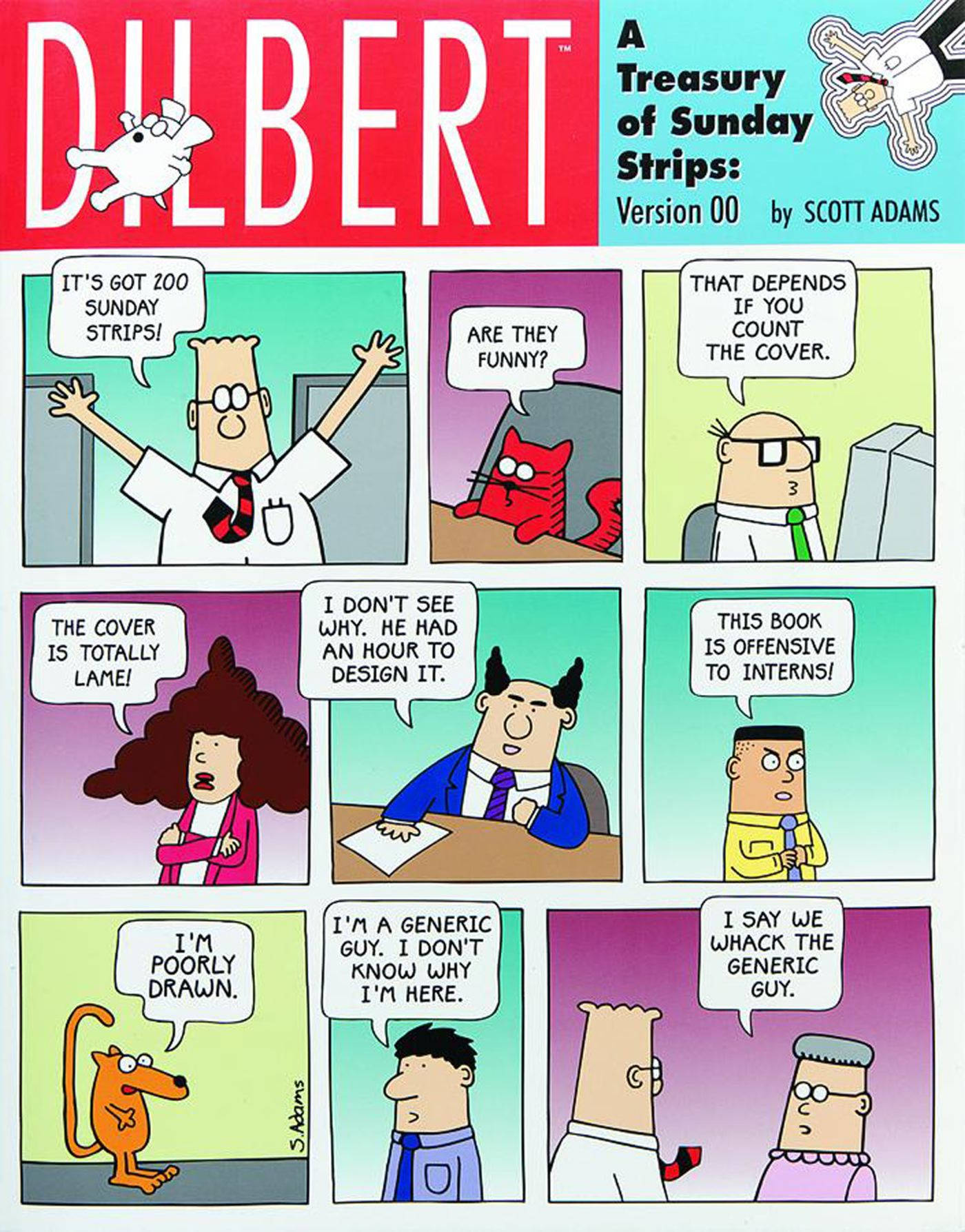 Dilbert 漫畫書封面，角色討論星期日連環漫畫集。