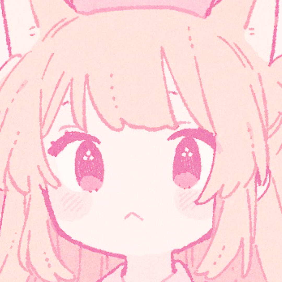 Discord頭像：可愛狐狸少女 壁紙 — 一個可愛動漫女孩的特寫，她有粉紅色頭髮和耳朵，直接看著觀眾，帶有柔和紅暈和大眼睛。