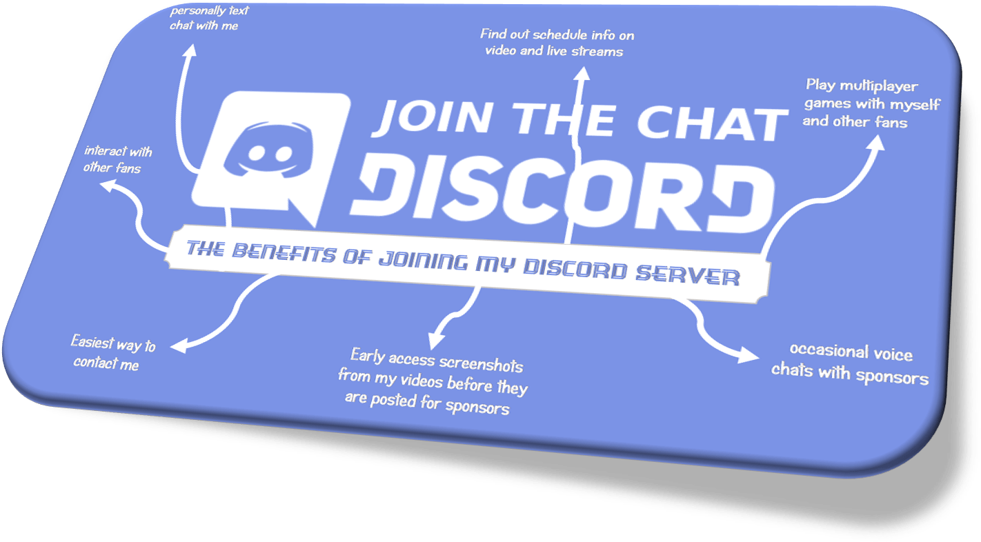 Discord 伺服器福利推廣圖 壁紙 — 一個藍色Discord伺服器推廣圖，列出聊天遊戲和早期影片存取等福利。