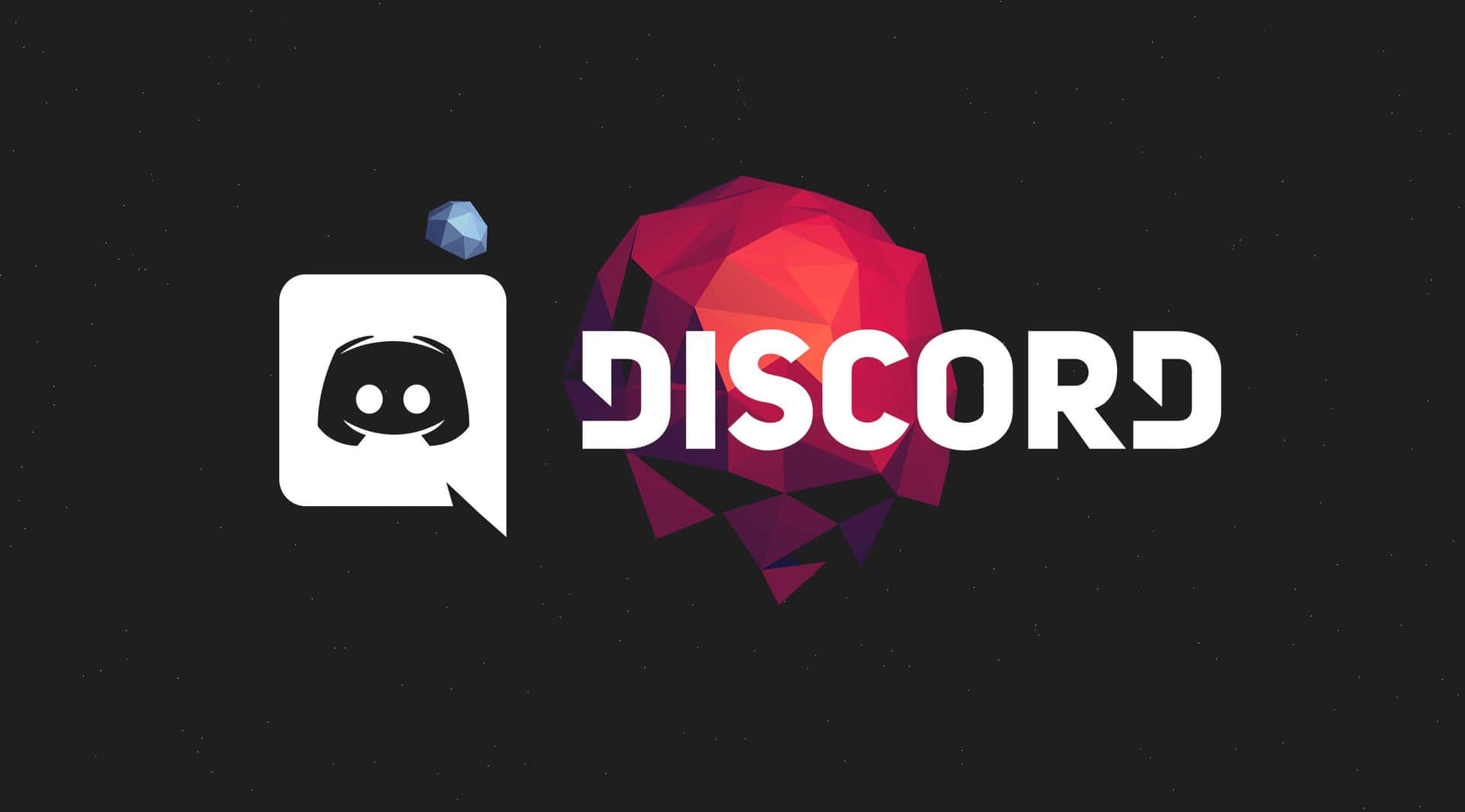 Discord 標誌，吉祥物和紅色寶石，深色背景