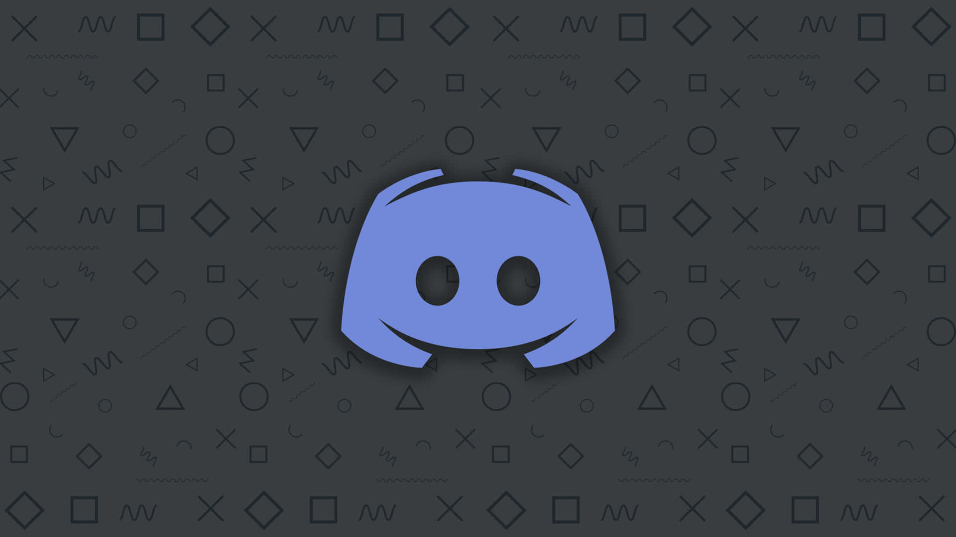 深灰色背景上帶有幾何形狀的藍色 Discord 標誌。