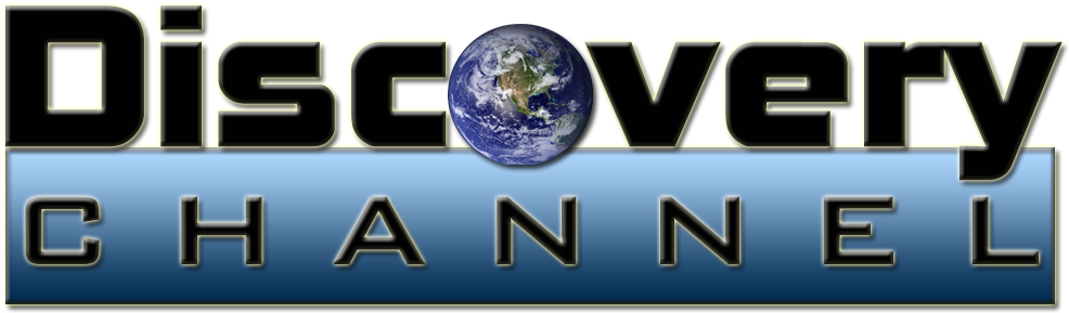 Discovery Channel 標誌 壁紙 — Discovery Channel 標誌，地球儀嵌入在「Discovery」一詞中，背景為藍色漸變。