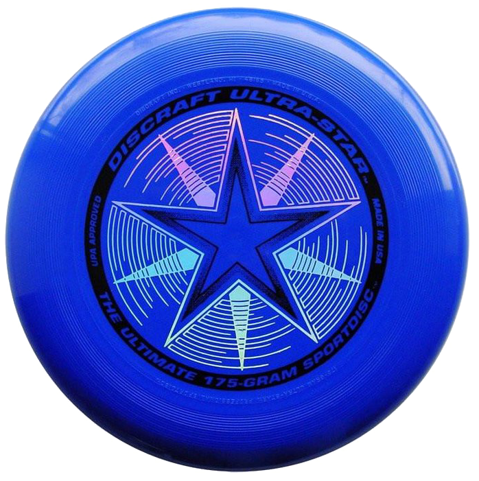 藍色Discraft Ultrastar 飛盤 壁紙 — 一個充滿活力的藍色Discraft Ultra-Star飛盤高爾夫飛盤，帶有星星圖案和漸變色調。