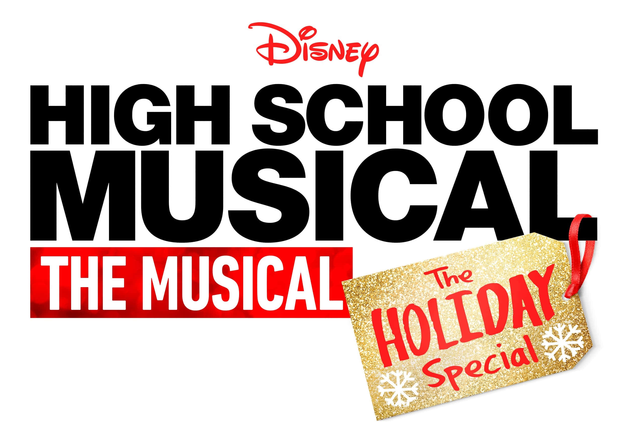 High School Musical 桌布 壁紙 — Disney High School Musical 標誌，附有閃亮金色節日標籤，寫著 The Holiday Special。
