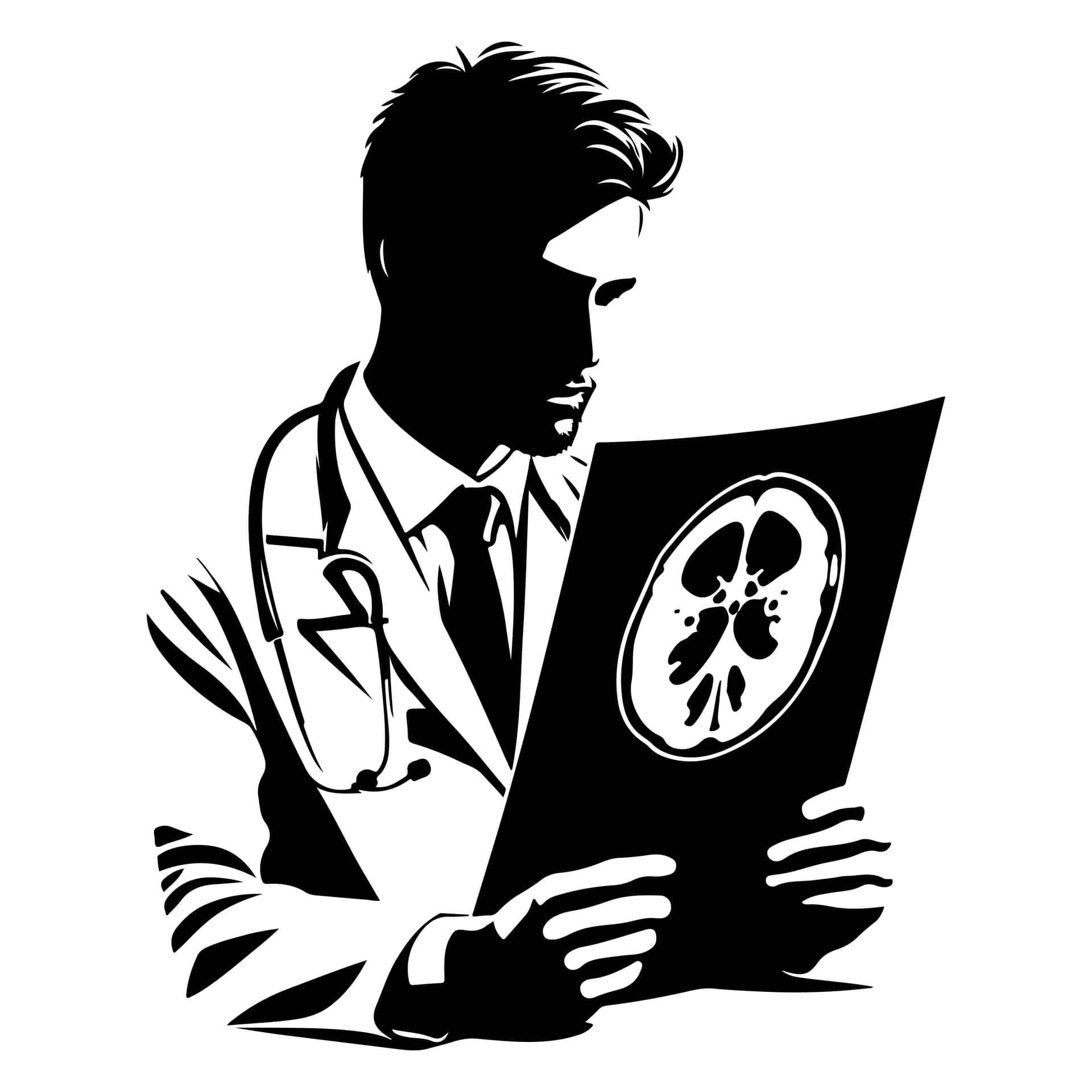 醫生以剪影形式審視腦部MRI掃描
