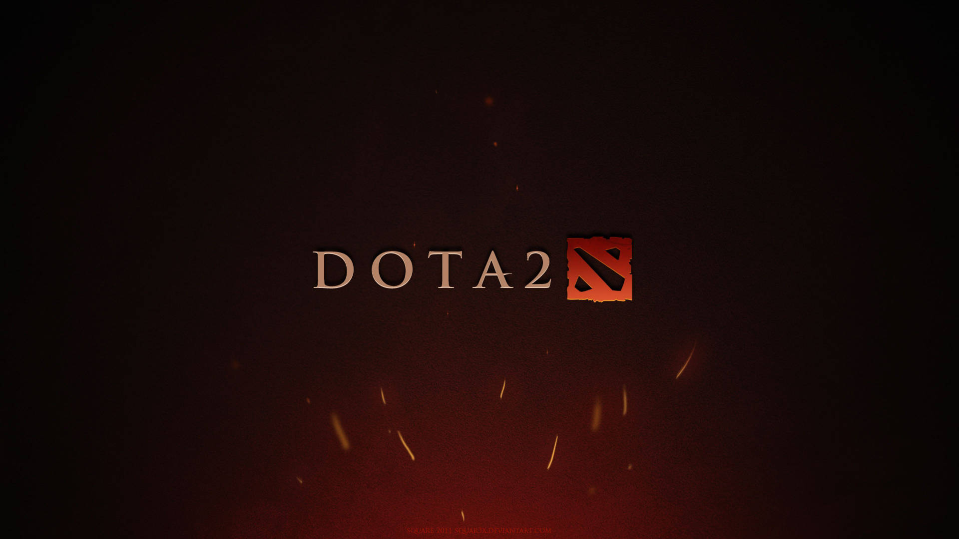 深紅色背景上帶有發光火花的 Dota 2 標誌