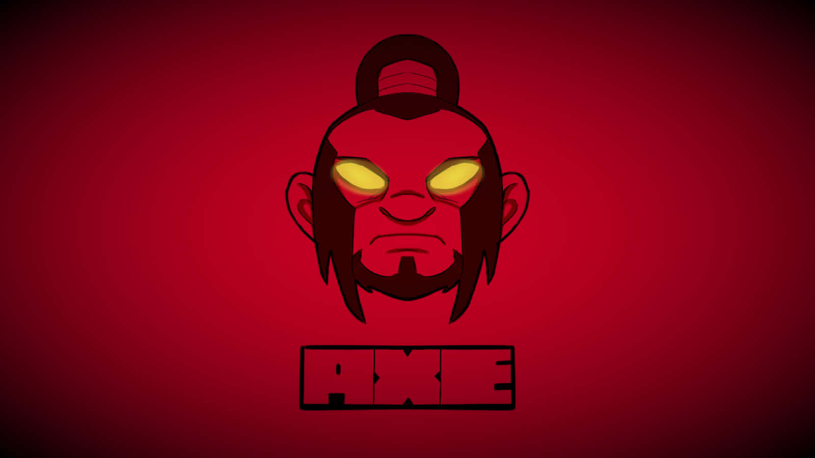 紅色卡通戰士標誌，帶有發光的眼睛和「AXE」文字。