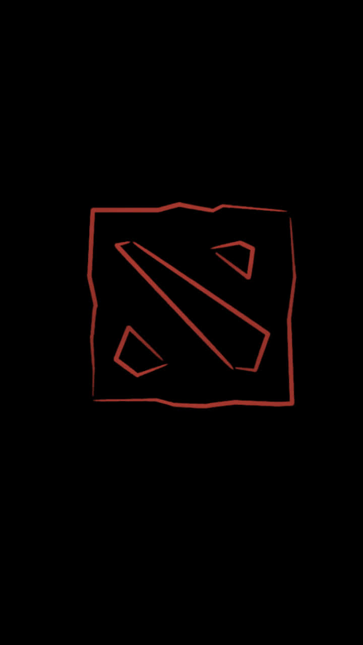 黑色背景上帶有鋸齒輪廓的紅色 Dota 2 標誌。