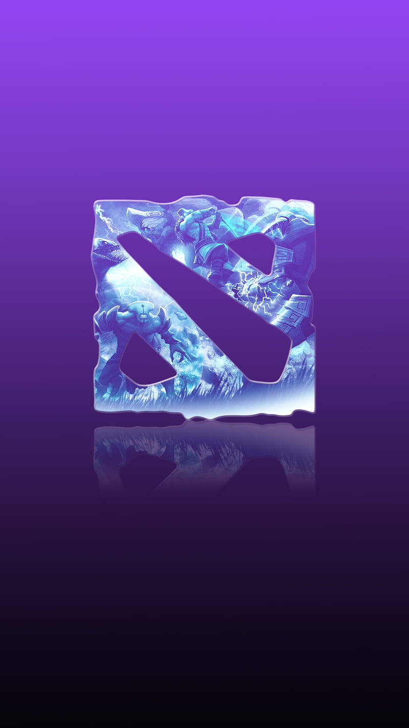 Dota 2 標誌，奇幻角色在紫色漸變背景上發出藍光。