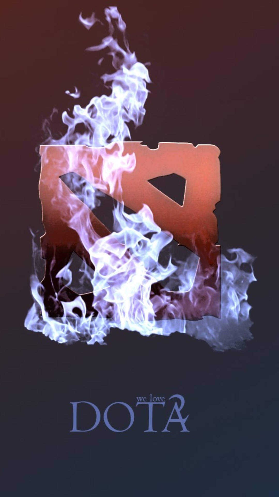 燃燒的DOTA 2標誌，下方有「we love」文字。