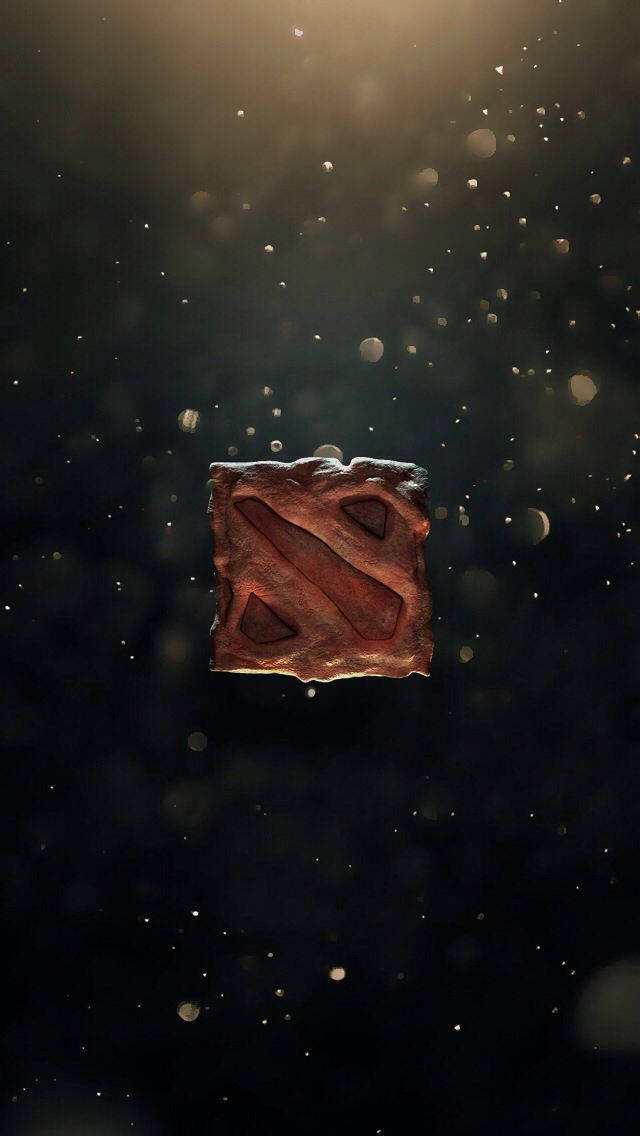 在星光燦爛的太空場景中，漂浮的石頭上刻有Dota 2標誌。