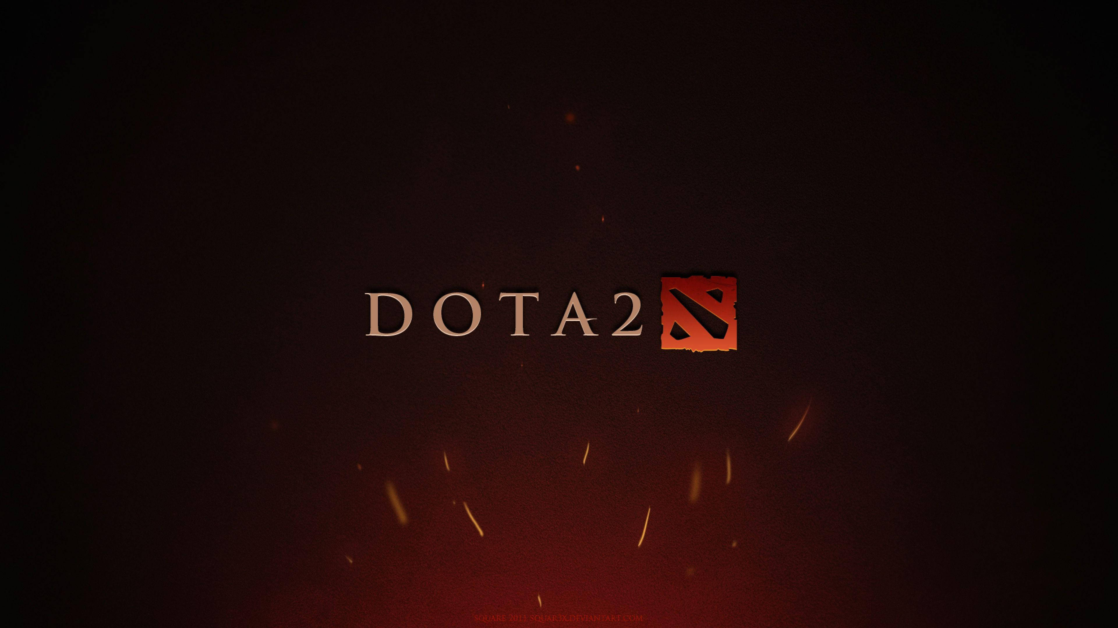 Dota 2遊戲標誌 壁紙 — Dota 2 標誌在深紅色的背景下閃耀著熾熱的火花，散發出強烈的遊戲能量。
