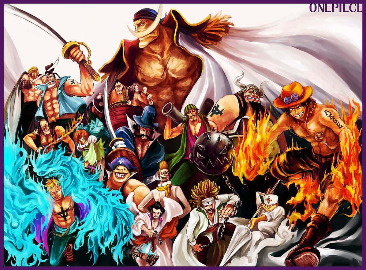 《One Piece》海盜船員，擁有火與冰能力，動畫風格。