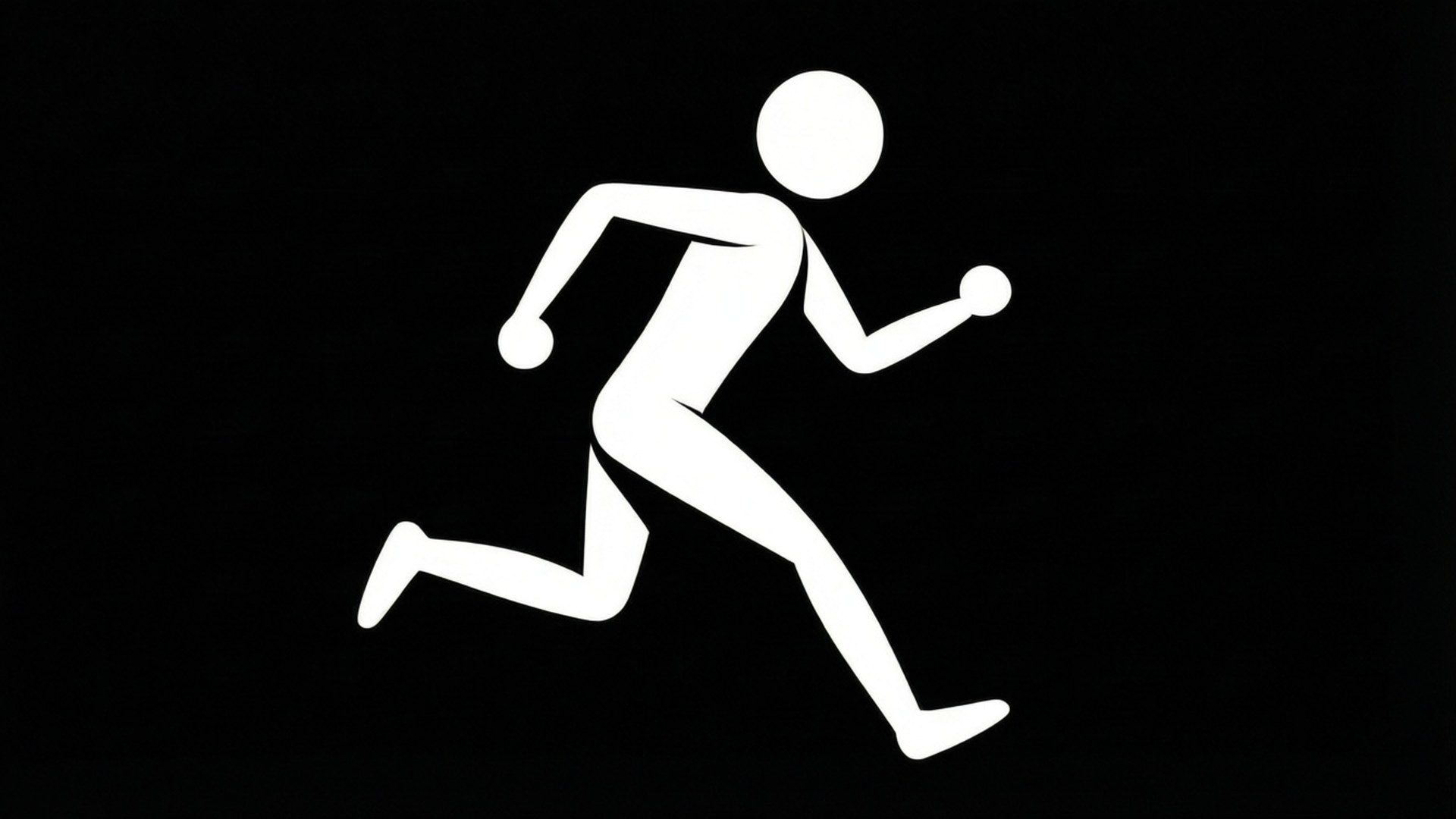White running person icon on black background 壁紙