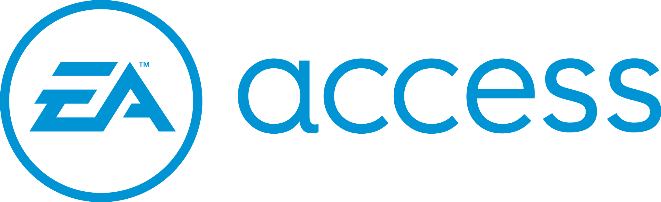 EA Access 標誌 壁紙 — 黑色背景上的藍色 EA Access 標誌，帶有風格化的 EA 標誌和小寫文字。