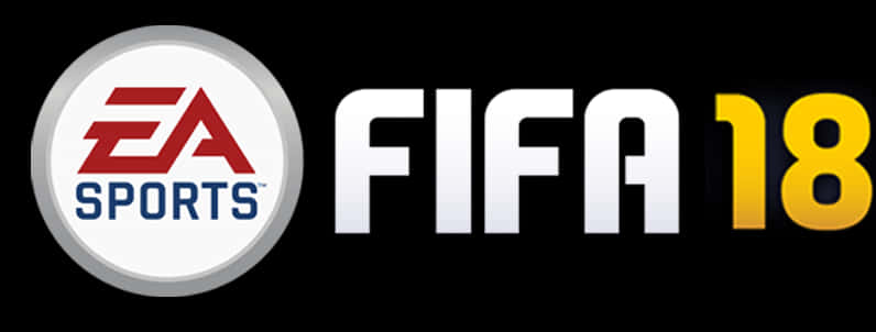 EA Sports FIFA 18 標誌 壁紙 — EA Sports FIFA 18 標誌，紅、藍、金色文字，黑色背景。
