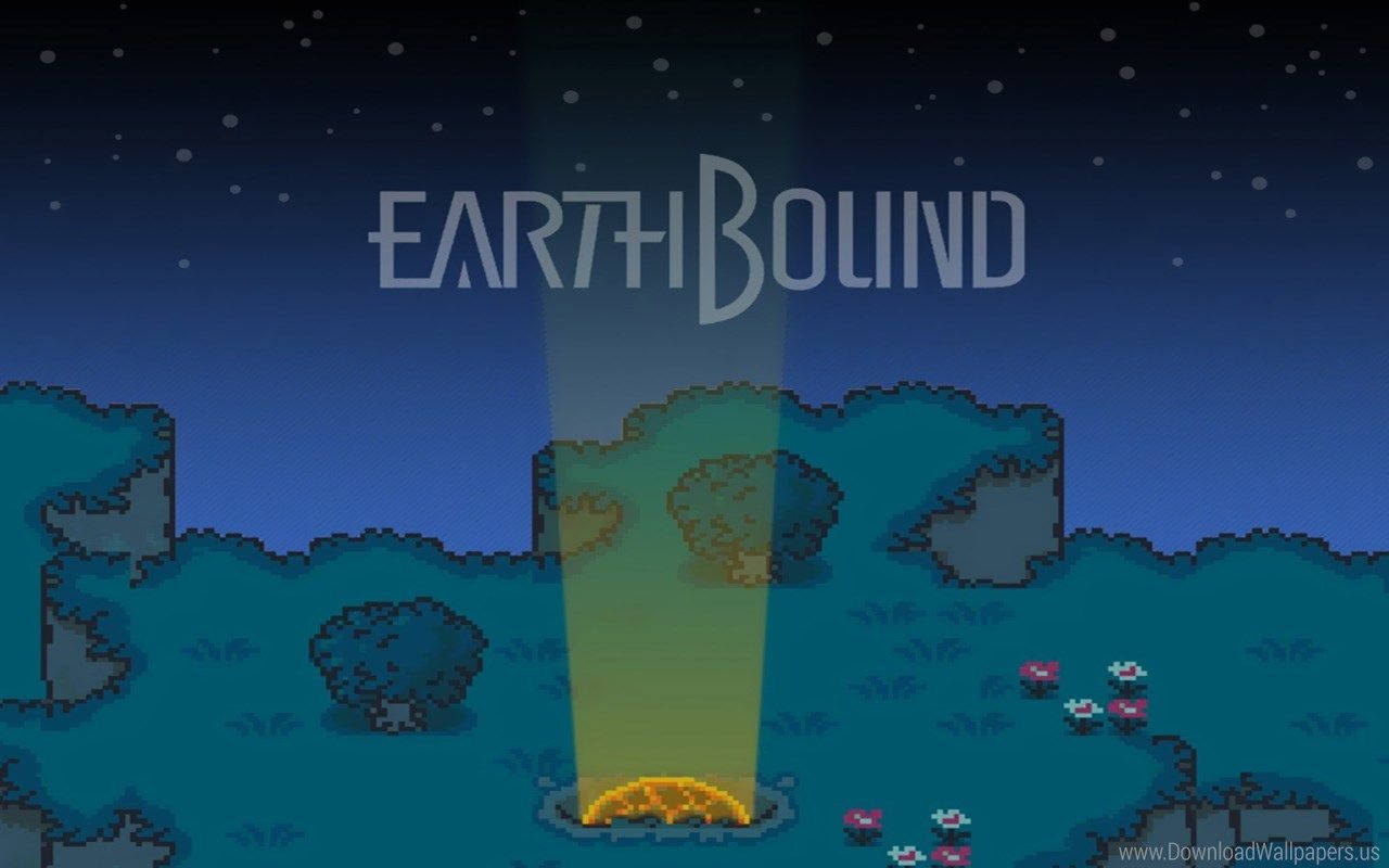 像素遊戲場景，在星空下從隕石坑升起的發光光束。