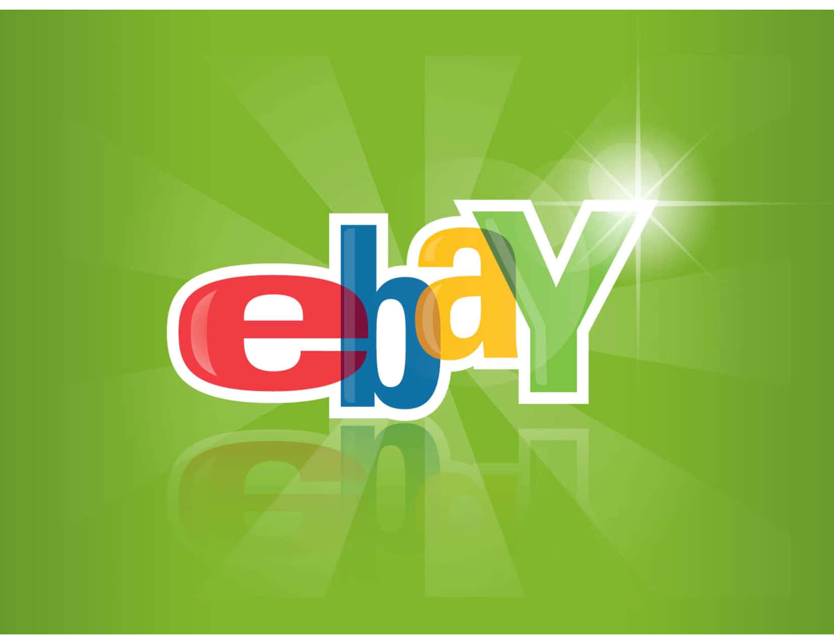 eBay UK Logo 綠色背景 壁紙 — eBay 標誌以鮮豔奪目的彩色字母在充滿活力的綠色背景上閃耀著燦爛的光芒。