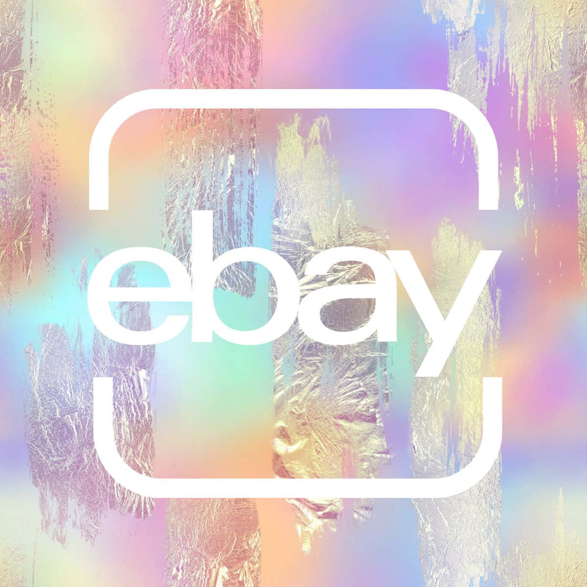 彩色彩虹色箔背景上的eBay標誌