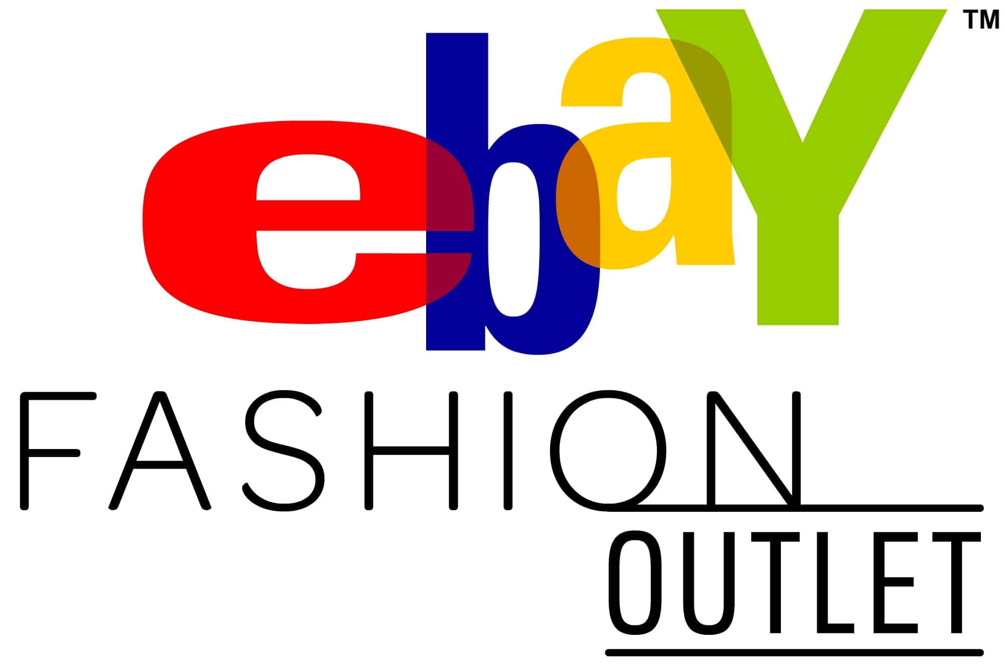 eBay英國標誌搭配「時尚Outlet」字樣 壁紙 — eBay Fashion Outlet 標誌，帶有彩色字母和白色背景上的粗體黑色文字。