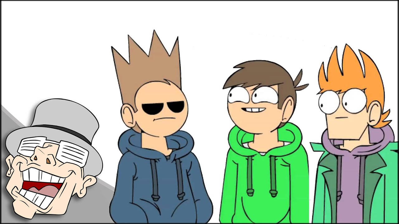 Eddsworld《太空臉》劇集 壁紙 — 四個風格各異的卡通角色並排站在素色背景前。