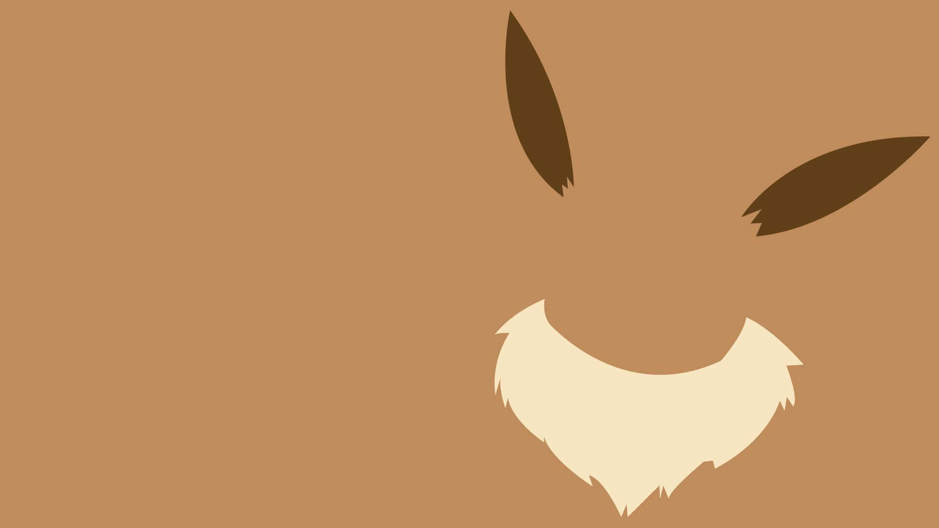 寶可夢極簡風格 Eevee 桌面壁紙 壁紙 — 在純棕色背景上，伊貝臉部的極簡剪影，帶有尖耳朵和蓬鬆的領毛。
