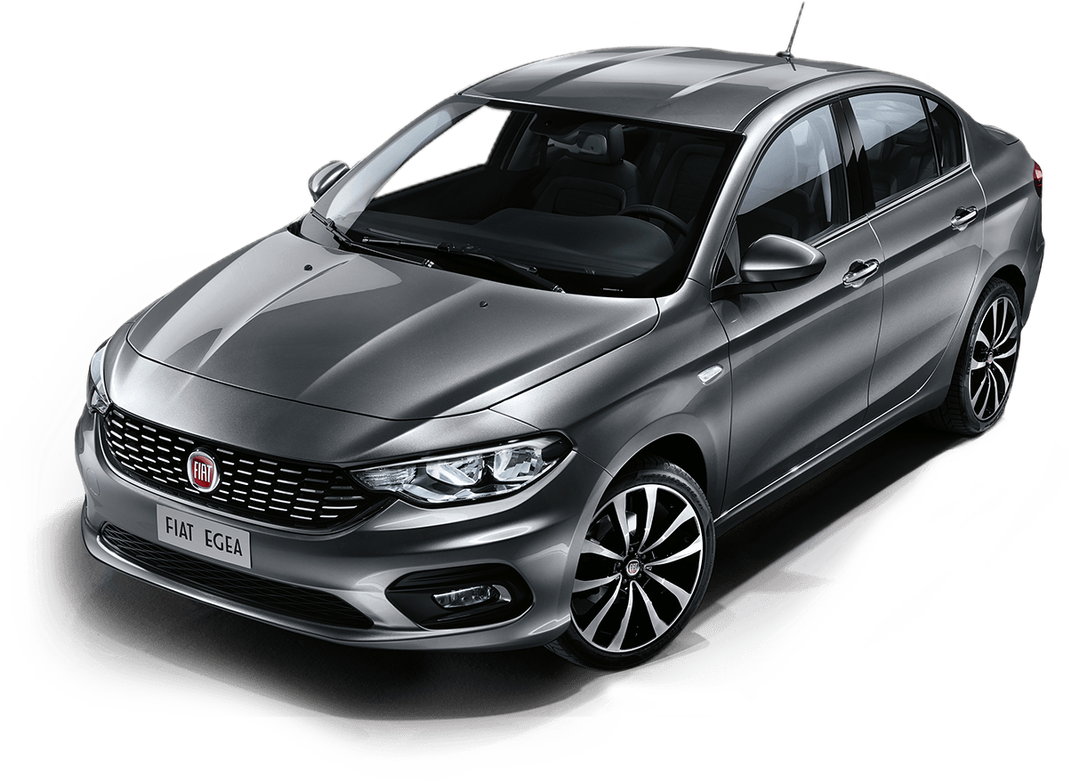 菲亞特Egea轎車側面視圖 壁紙 — 一輛時尚的銀色 Fiat Egea 房車在動態工作室拍攝中展示，黑色背景上有戲劇性的白色運動條紋。