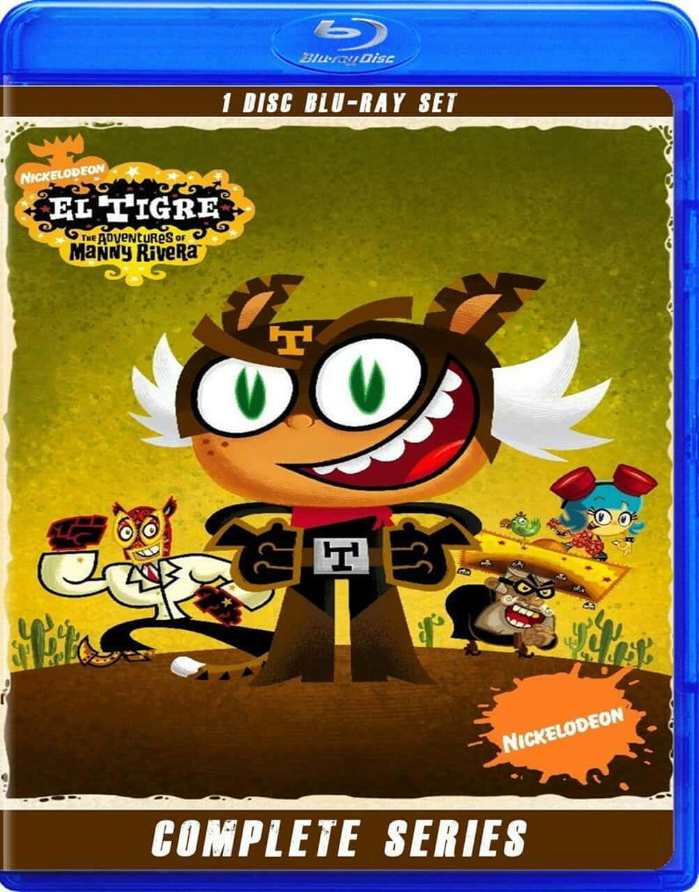 《El Tigre》超級英雄卡通封面，與朋友在沙漠中。