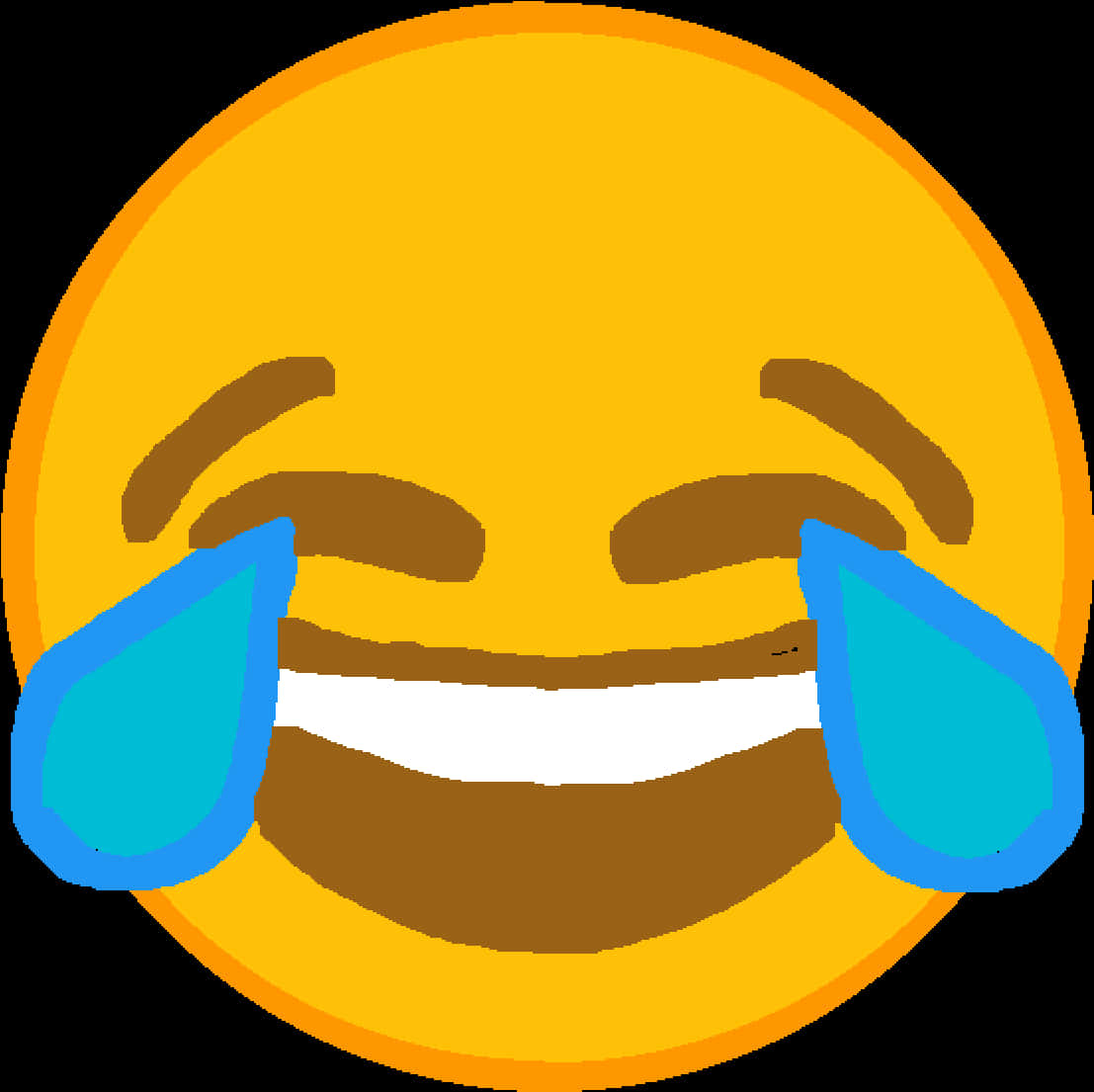 含淚大笑的Emoji 壁紙 — 一個明亮的黃色表情符號臉孔在經典的數位插圖風格中大笑，眼淚從眼睛中流出。