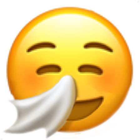 生病Emoji擤鼻涕 壁紙 — 一個明亮的黃色表情符號臉眨眼並吹出一個白色的吻，帶著愉快的微笑。