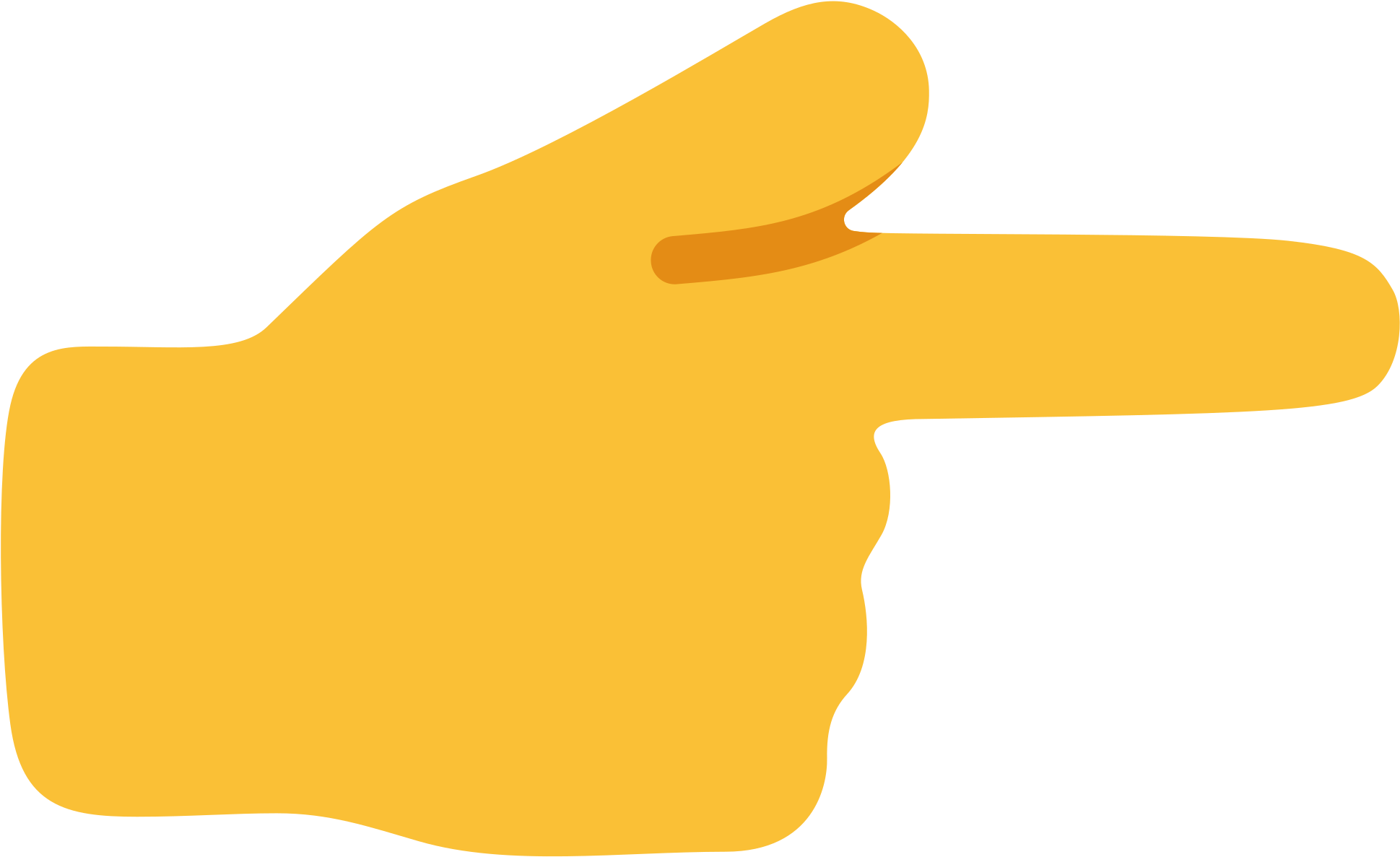 指向手勢的 Emoji 圖示 壁紙 — 一個大膽的黃色指向手表情符號，孤立在黑色背景上，帶有柔和陰影。