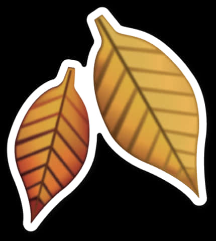 秋葉 Emoji 壁紙 — 兩片風格化的秋葉，帶有橙色和黃色色調，以白色勾勒，襯托黑色背景。