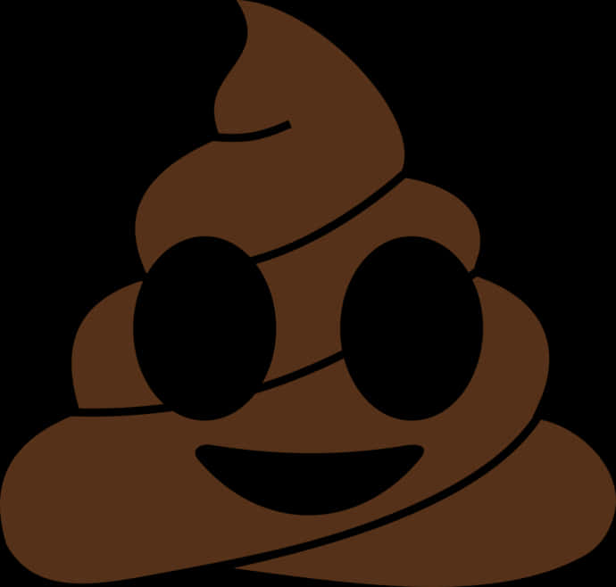微笑便便 Emoji 壁紙 — 一個卡通便便表情符號，有大眼睛和微笑，背景為黑色。