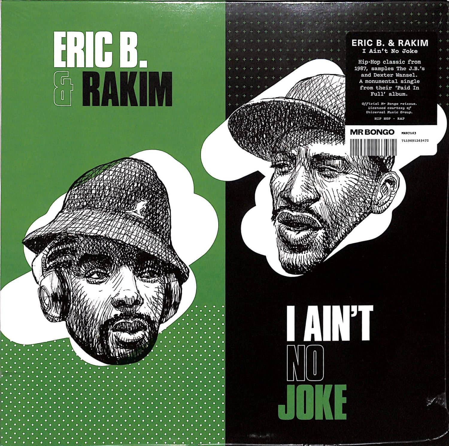 Eric B. & Rakim 的《I Ain't No Joke》專輯封面，帶有線條肖像和粗體文字。
