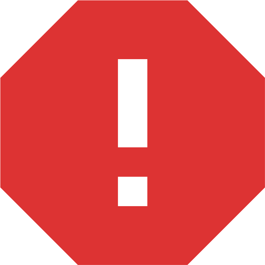 Error Alert Icon Red Background 壁紙 — 一個大膽的紅色八角形警告標誌，中央有一個黑色感嘆號，背景為黑色。