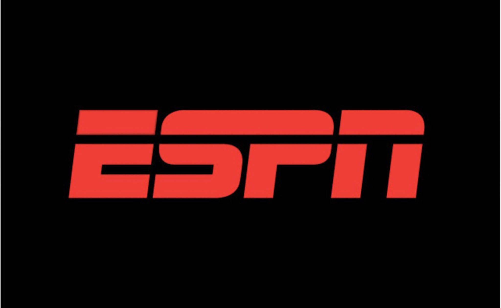 ESPN標誌於黑色背景 壁紙 — 鮮紅色ESPN標誌置中於純黑色背景上，搭配簡潔現代字體。