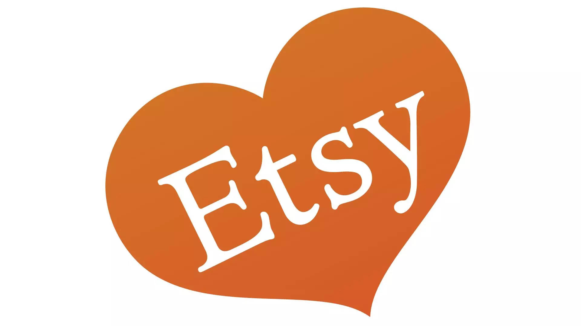帶有白色Etsy文字的橙色心形標誌