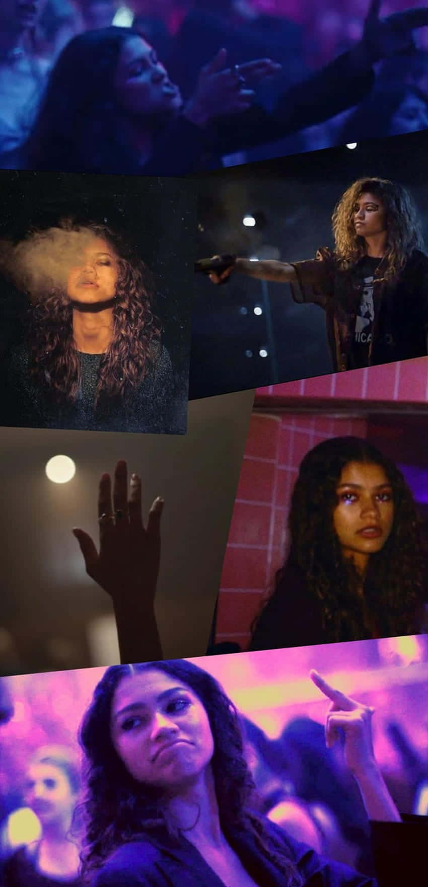 Zendaya 在彩色舞台燈光下於演唱會表演。
