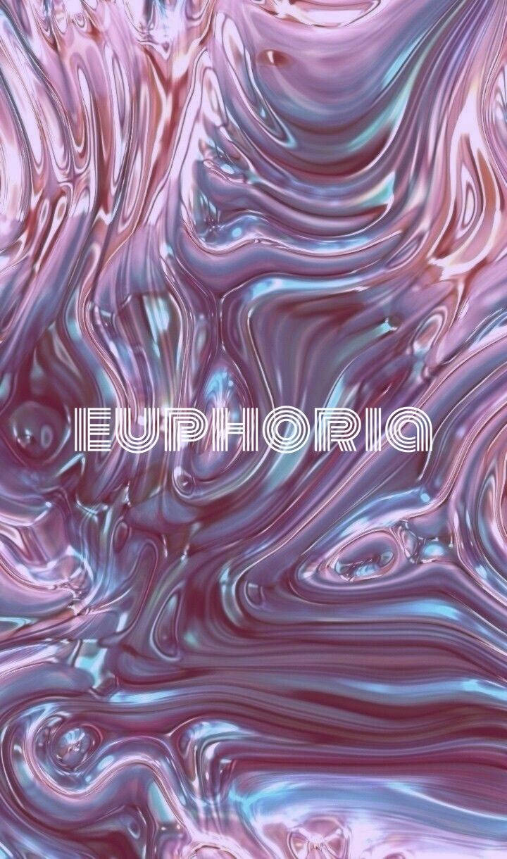 紫色和藍色的抽象漩渦液體，帶有 euphoria 字樣