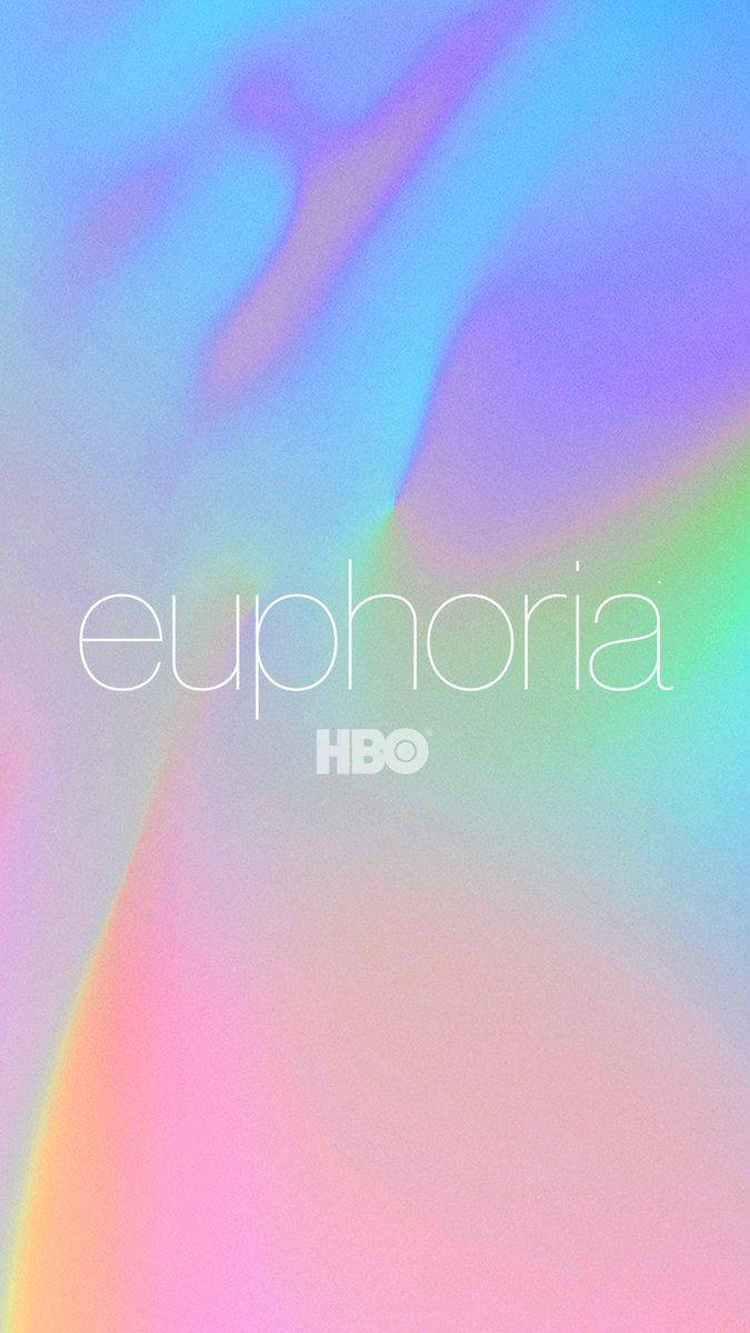 Euphoria HBO 標誌在彩色彩虹背景上