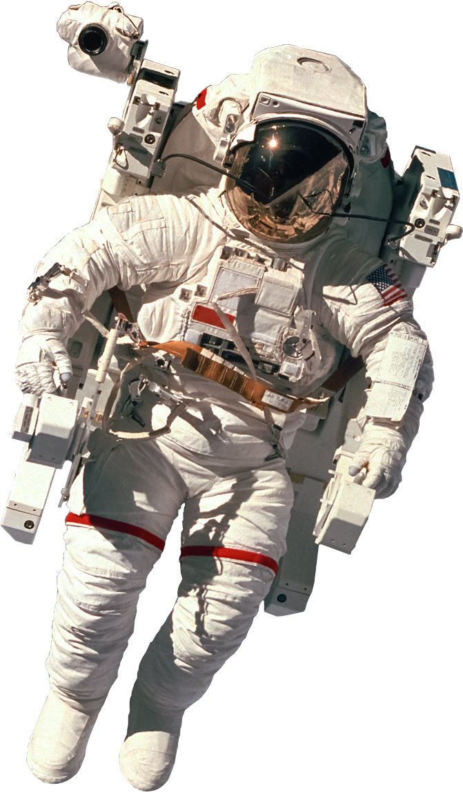 宇航員太空行走 EVA 壁紙 — 一名身穿細節豐富的白色太空衣的太空人，在漆黑的虛空中漂浮，頭盔反光，並帶有美國國旗臂章。