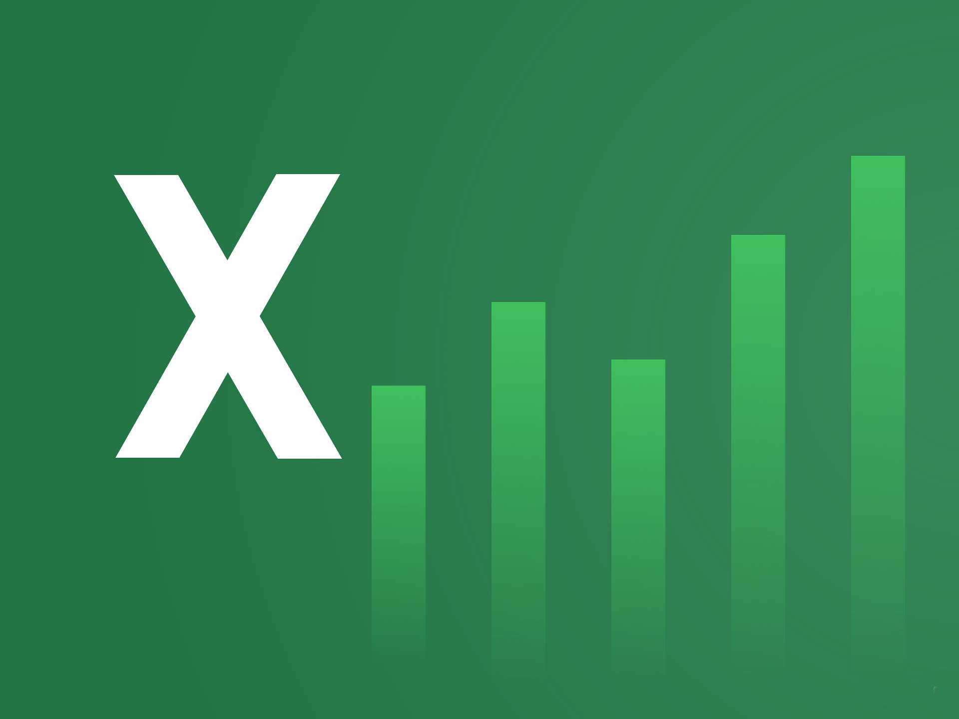 Excel 標誌，帶有顯示增長嘅綠色條形圖。 — 綠色動態圖 壁紙