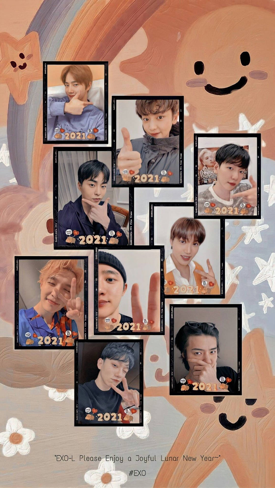 EXO 團體拼貼畫壁紙