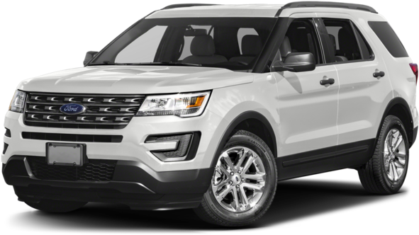 白色福特Explorer SUV側面視圖 壁紙 — 一輛純白色的福特Explorer SUV，以四分之三視角展示，帶有鍍鉻飾件和合金輪圈。