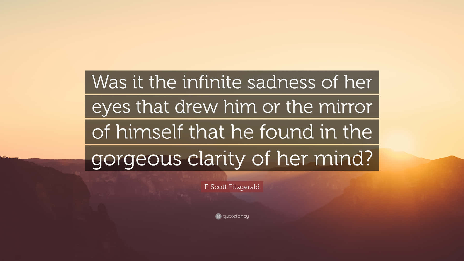 F Scott Fitzgerald 名言疊加在山日落場景上